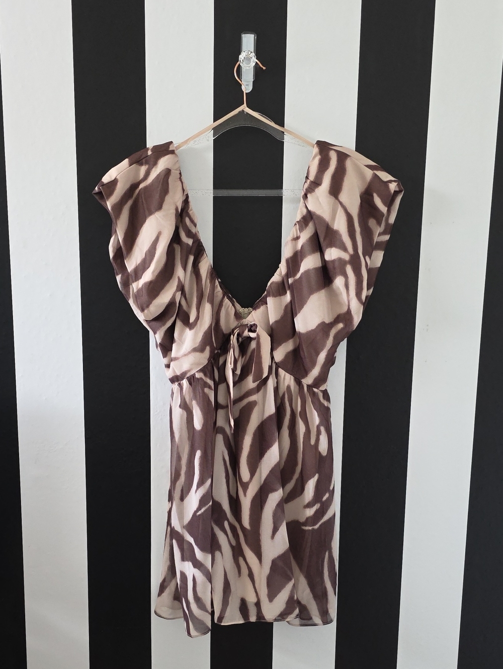 B Darlin Brown & Cream Zebra-Print V-Neck Mini Dress